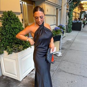 Womens black silk dress